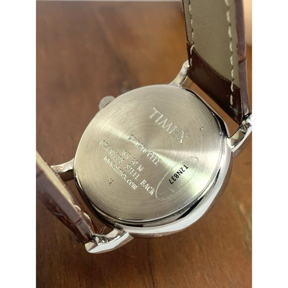 Timex Women's Watch T2N837 Indiglo Quartz White Dial Brown Leather Strap 31mm - Picture 6 of 14